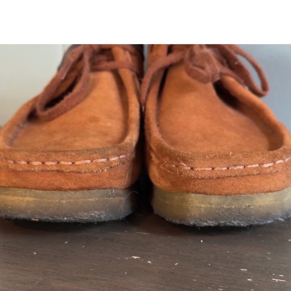 Clarks Originals Wallabee Style Shoes Men 7 Suede Crepe Sole Moc Toe Rust Brown - Picture 5 of 9
